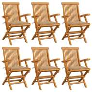 vidaXL Záhradné stoličky, béžové podložky 6 ks, tíkový masív - cena, porovnanie