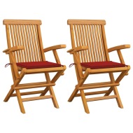 vidaXL Záhradné stoličky, červené podložky 2 ks, tíkový masív - cena, porovnanie