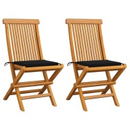 vidaXL Záhradné stoličky, čierne podložky 2 ks, tíkový masív - cena, porovnanie