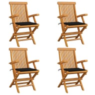 vidaXL Záhradné stoličky, čierne podložky 4 ks, tíkový masív - cena, porovnanie