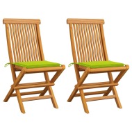 vidaXL Záhradné stoličky, jasnozelené podložky 2 ks, tíkový masív - cena, porovnanie