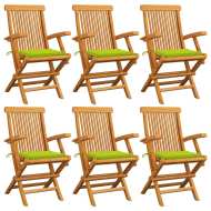 vidaXL Záhradné stoličky, jasnozelené podložky 6 ks, tíkový masív - cena, porovnanie