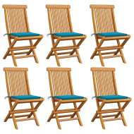 vidaXL Záhradné stoličky, modré podložky 6 ks, tíkový masív - cena, porovnanie