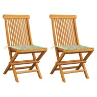 vidaXL Záhradné stoličky+podložky, vzor s listami 2 ks, tíkový masív - cena, porovnanie