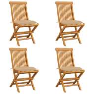vidaXL Záhradné stoličky s béžovými podložkami 4 ks tíkový masív - cena, porovnanie