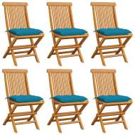 vidaXL Záhradné stoličky s bledomodrými podložkami 6 ks tíkový masív - cena, porovnanie