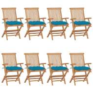 vidaXL Záhradné stoličky s bledomodrými podložkami 8 ks tíkový masív - cena, porovnanie