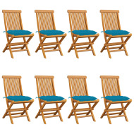 vidaXL Záhradné stoličky s bledozelenými podložkami 8 ks tíkový masív - cena, porovnanie