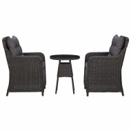 vidaXL Záhradné stoličky s čajovým stolíkom 2 ks polyratanové čierne - cena, porovnanie