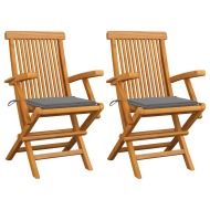 vidaXL Záhradné stoličky, sivé podložky 2 ks, tíkový masív - cena, porovnanie