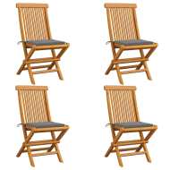vidaXL Záhradné stoličky, sivé podložky 4 ks, tíkový masív - cena, porovnanie