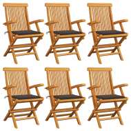 vidaXL Záhradné stoličky, sivohnedé podložky 6 ks, tíkový masív - cena, porovnanie