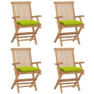 vidaXL Záhradné stoličky s jasnozelenými podložkami 4 ks tíkový masív - cena, porovnanie