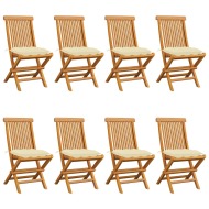 vidaXL Záhradné stoličky s krémovo-bielymi podložkami 8 ks tíkový masív - cena, porovnanie