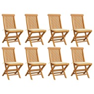 vidaXL Záhradné stoličky s krémovými podložkami 8 ks tíkový masív - cena, porovnanie