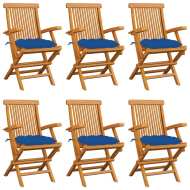 vidaXL Záhradné stoličky s modrými podložkami 6 ks tíkový masív - cena, porovnanie