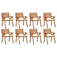 vidaXL Záhradné stoličky so sedákmi 8 ks akáciový masív - cena, porovnanie