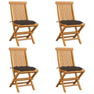 vidaXL Záhradné stoličky so sivohnedými podložkami 4 ks tíkový masív - cena, porovnanie