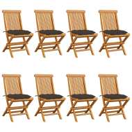 vidaXL Záhradné stoličky so sivohnedými podložkami 8 ks tíkový masív - cena, porovnanie