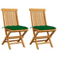 vidaXL Záhradné stoličky so zelenými podložkami 2 ks tíkový masív - cena, porovnanie