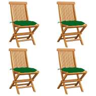 vidaXL Záhradné stoličky so zelenými podložkami 4 ks tíkový masív - cena, porovnanie