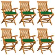 vidaXL Záhradné stoličky so zelenými podložkami 6 ks tíkový masív - cena, porovnanie