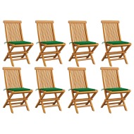 vidaXL Záhradné stoličky so zelenými podložkami 8 ks tíkový masív - cena, porovnanie