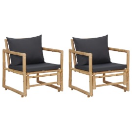 vidaXL Záhradné stoličky s podložkami 2 ks bambusové