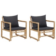 vidaXL Záhradné stoličky s podložkami 2 ks bambusové - cena, porovnanie