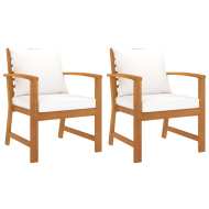 vidaXL Záhradné stoličky s podložkami 2 ks krémové akáciový masív - cena, porovnanie