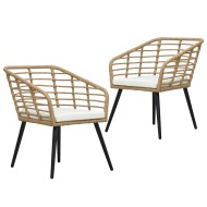 vidaXL Záhradné stoličky s podložkami 2 ks, polyratan, dubová farba - cena, porovnanie