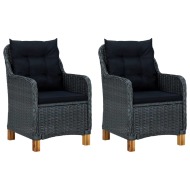 vidaXL Záhradné stoličky s podložkami 2 ks polyratanové tmavosivé - cena, porovnanie