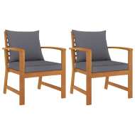 vidaXL Záhradné stoličky s podložkami 2 ks tmavosivé akáciový masív - cena, porovnanie