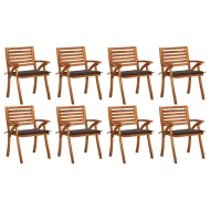 vidaXL Záhradné stoličky s podložkami 8 ks akáciový masív - cena, porovnanie