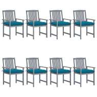 vidaXL Záhradné stoličky s podložkami 8 ks akáciový masív sivé - cena, porovnanie