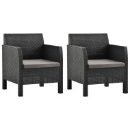 vidaXL Záhradné stoličky s vankúšmi 2 ks PP antracitové - cena, porovnanie