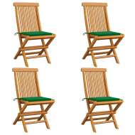 vidaXL Záhradné stoličky, zelené podložky 4 ks, tíkový masív - cena, porovnanie