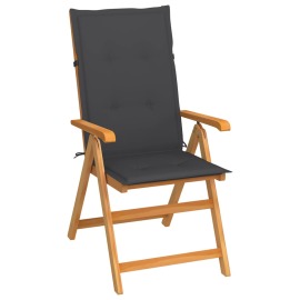 vidaXL Záhradná stolička s antracitovými podložkami tíkový masív