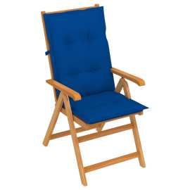 vidaXL Záhradná stolička s kráľovsky modrými podložkami tíkový masív