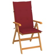 vidaXL Záhradná stolička s vínovočervenými podložkami tíkový masív - cena, porovnanie