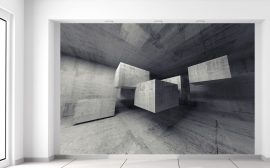 Gario Fototapeta Sivé lietajúce kamenné kocky 3D 200 x 135 cm