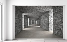 Gario Fototapeta Sivý kamenný tunel 200 x 135 cm