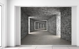 Gario Fototapeta Sivý kamenný tunel 200 x 150 cm