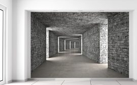 Gario Fototapeta Sivý kamenný tunel 368 x 248 cm