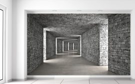 Gario Fototapeta Sivý kamenný tunel 402 x 240 cm