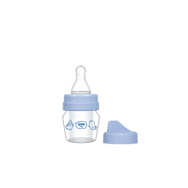 Wee Baby Fľaša kojenecká sklenená - cvičná, guľatý cumeľ normál 30ml