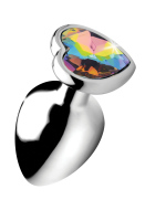 Booty Sparks Rainbow Prism Heart Anal Plug Silver Large - cena, porovnanie