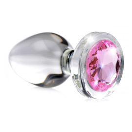 Booty Sparks Pink Gem Glass Anal Plug Large