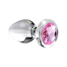 Booty Sparks Pink Gem Glass Anal Plug Medium