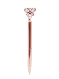 Metalické pero s diamantovým motýlikom